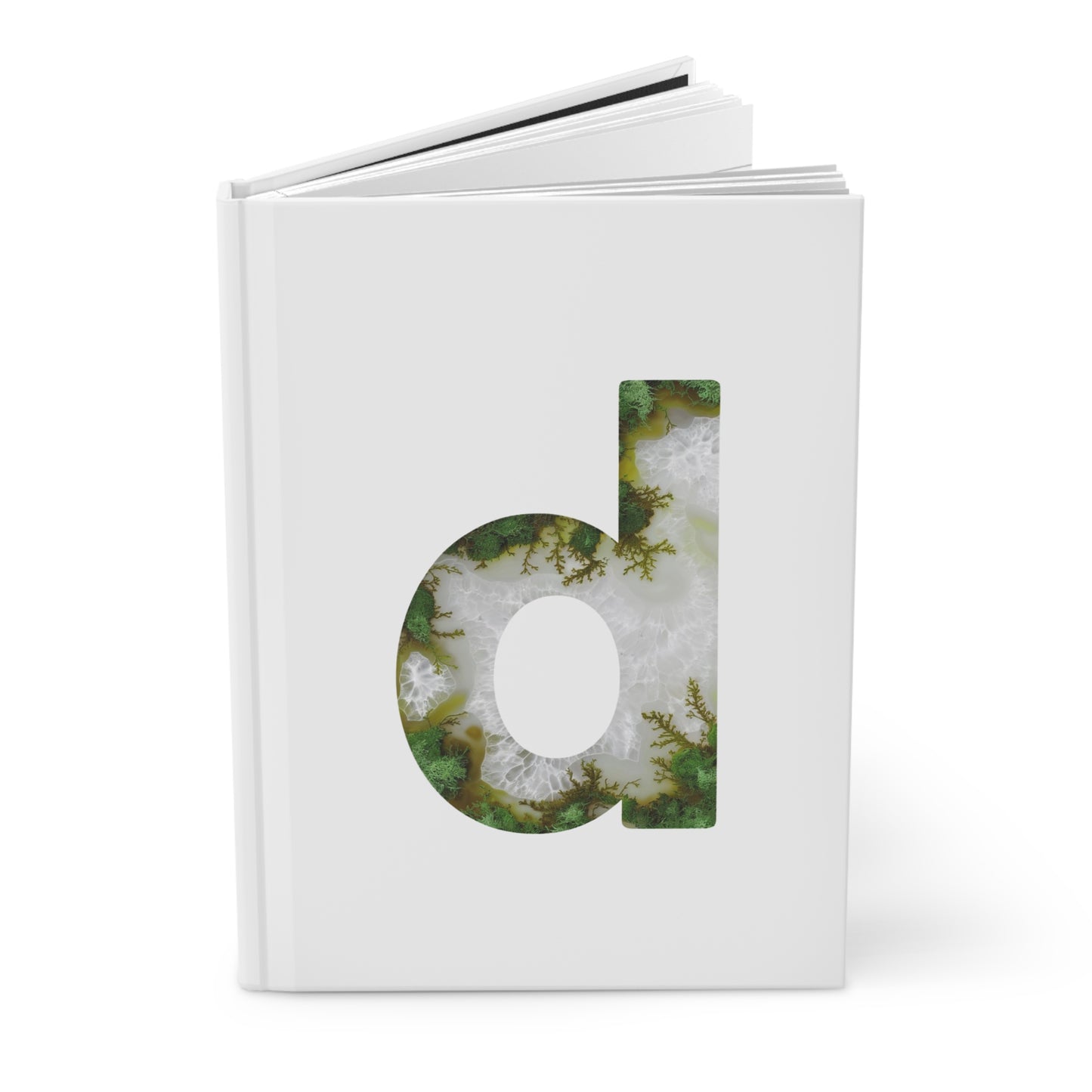 Moss Agate Inspired Initial 'd' Hardcover Notebook