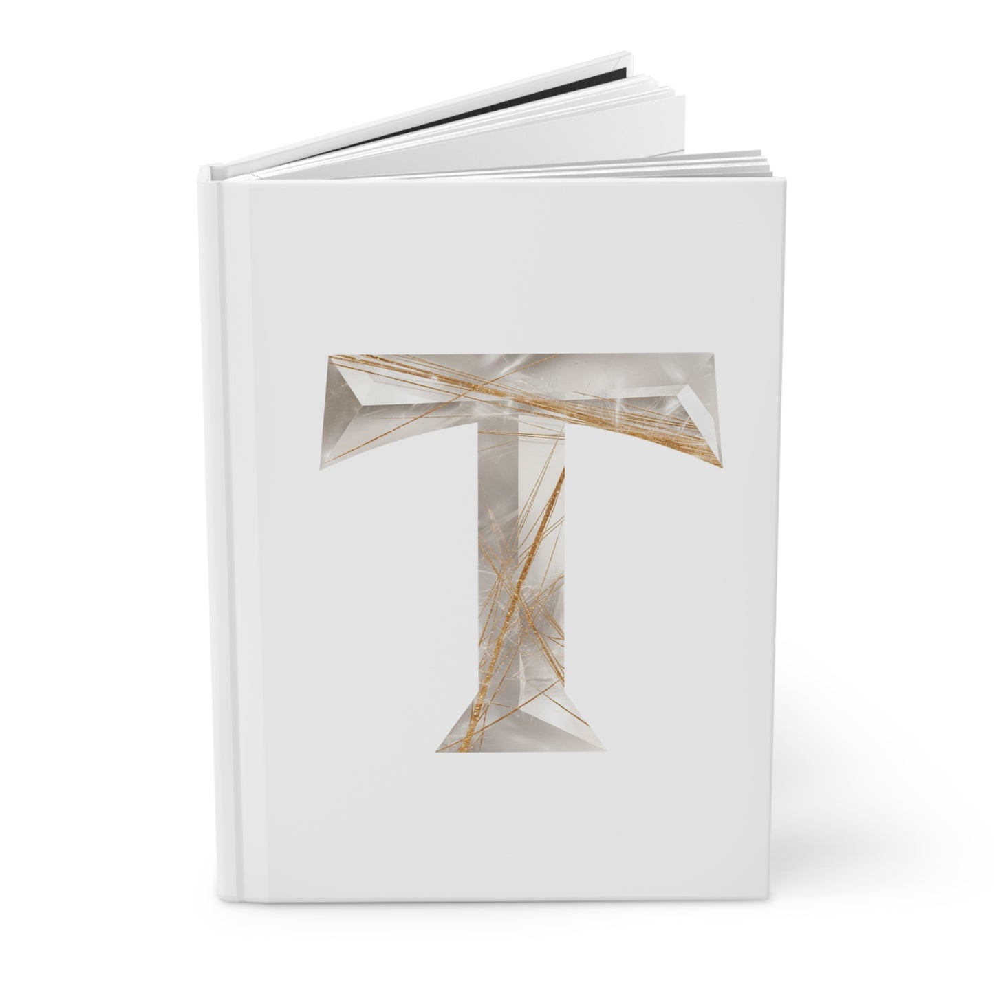 Golden Rutile Inspired Letter "T" Initial Hardcover Notebook