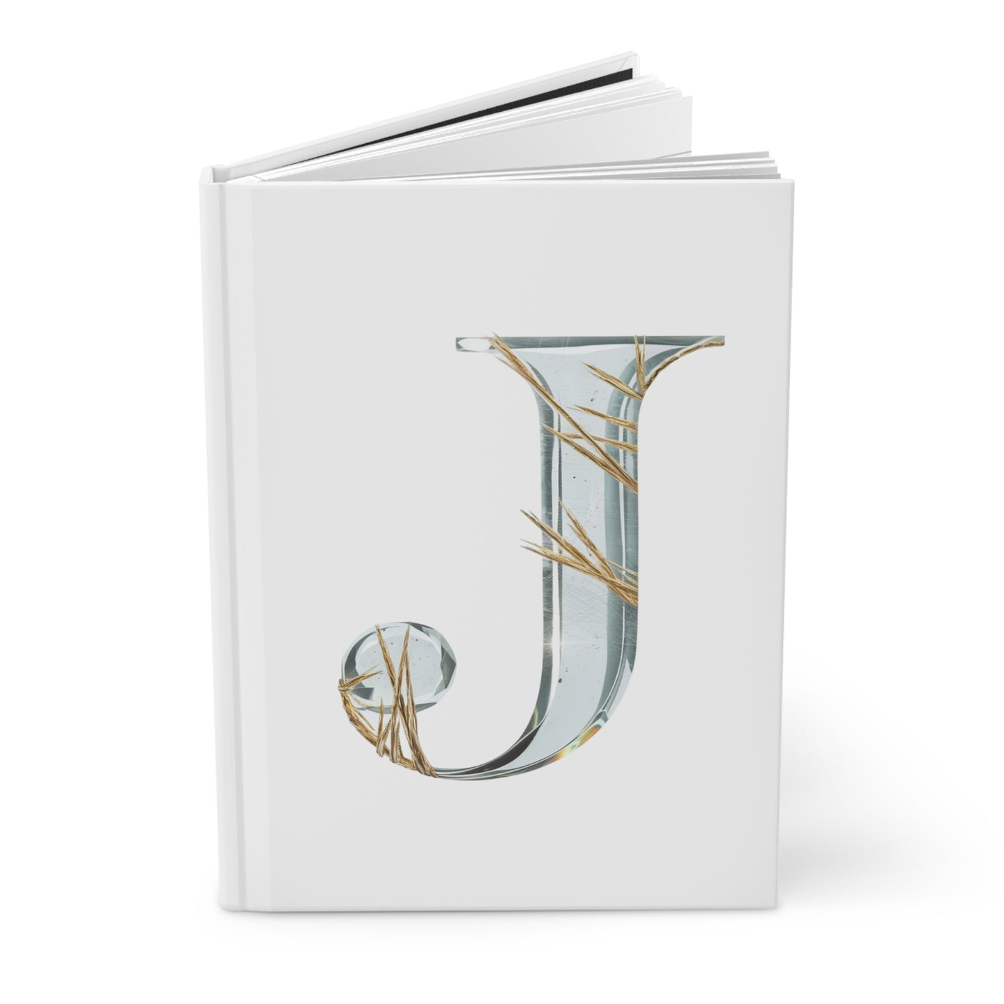 Golden Rutile Inspired Letter "J" Initial Hardcover Notebook