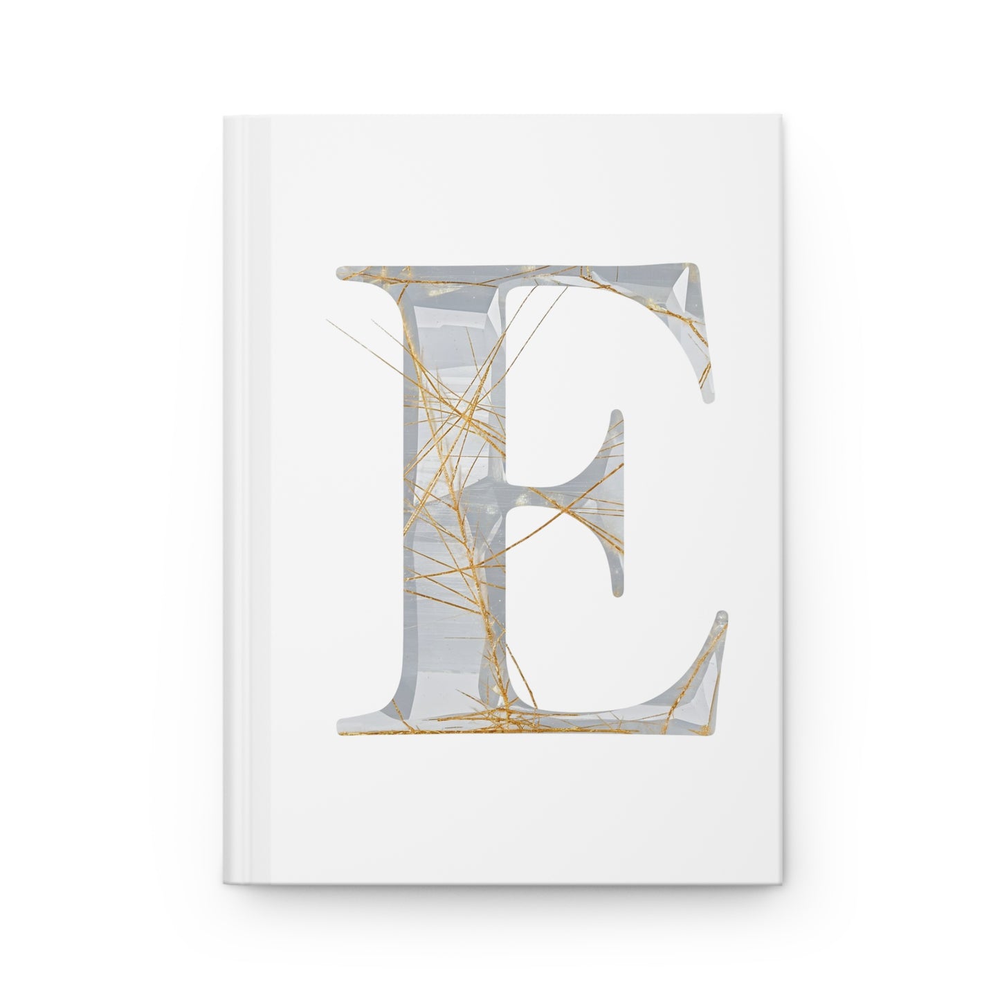 Golden Rutile Inspired Letter "E" Initial Hardcover Notebook