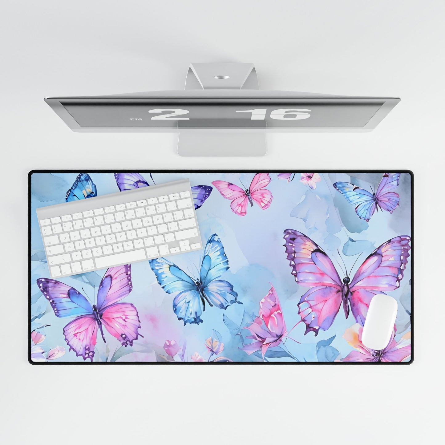 Pastel Water Color Butterflies Desk Pad