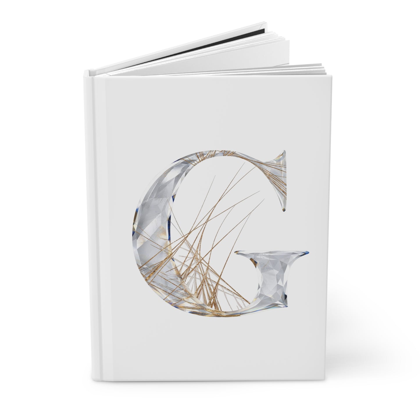 Golden Rutile Inspired Letter "G" Initial Hardcover Notebook
