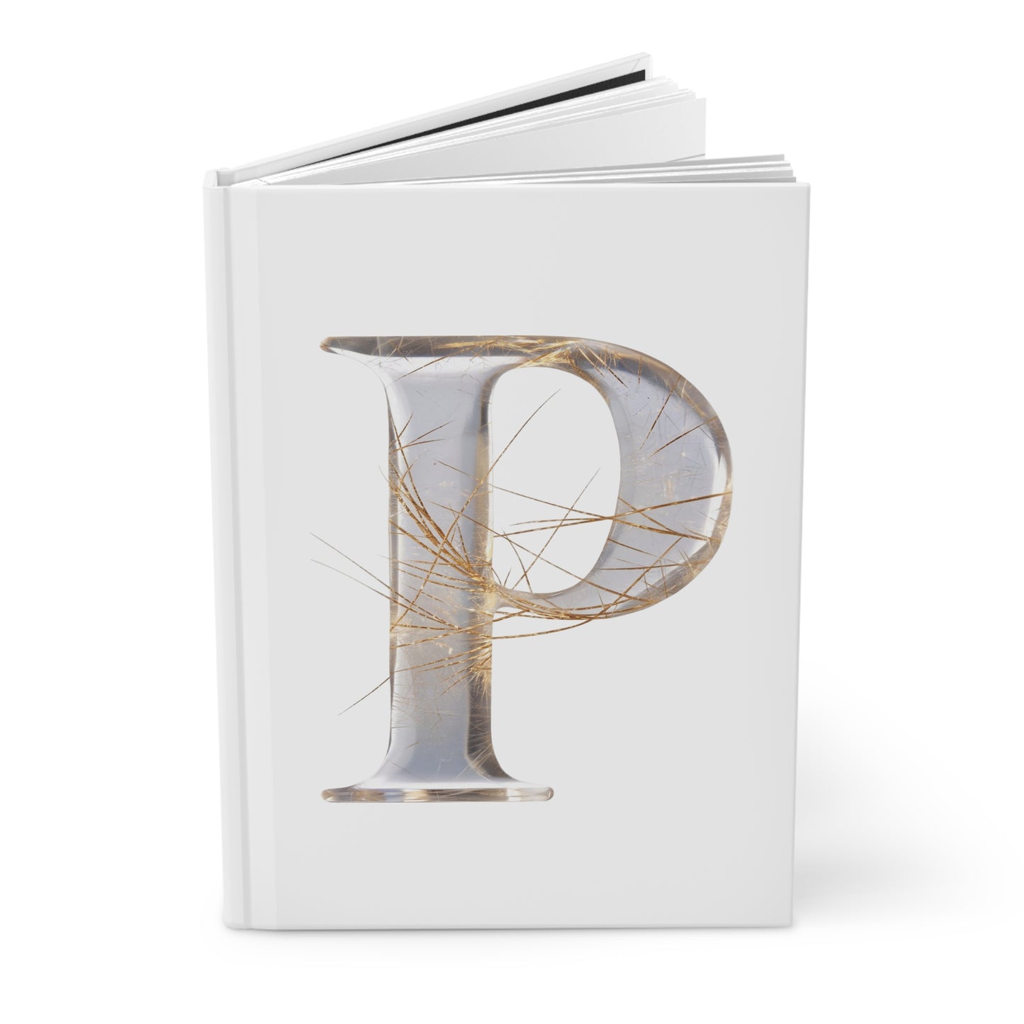Golden Rutile Inspired Letter "P" Initial Hardcover Notebook