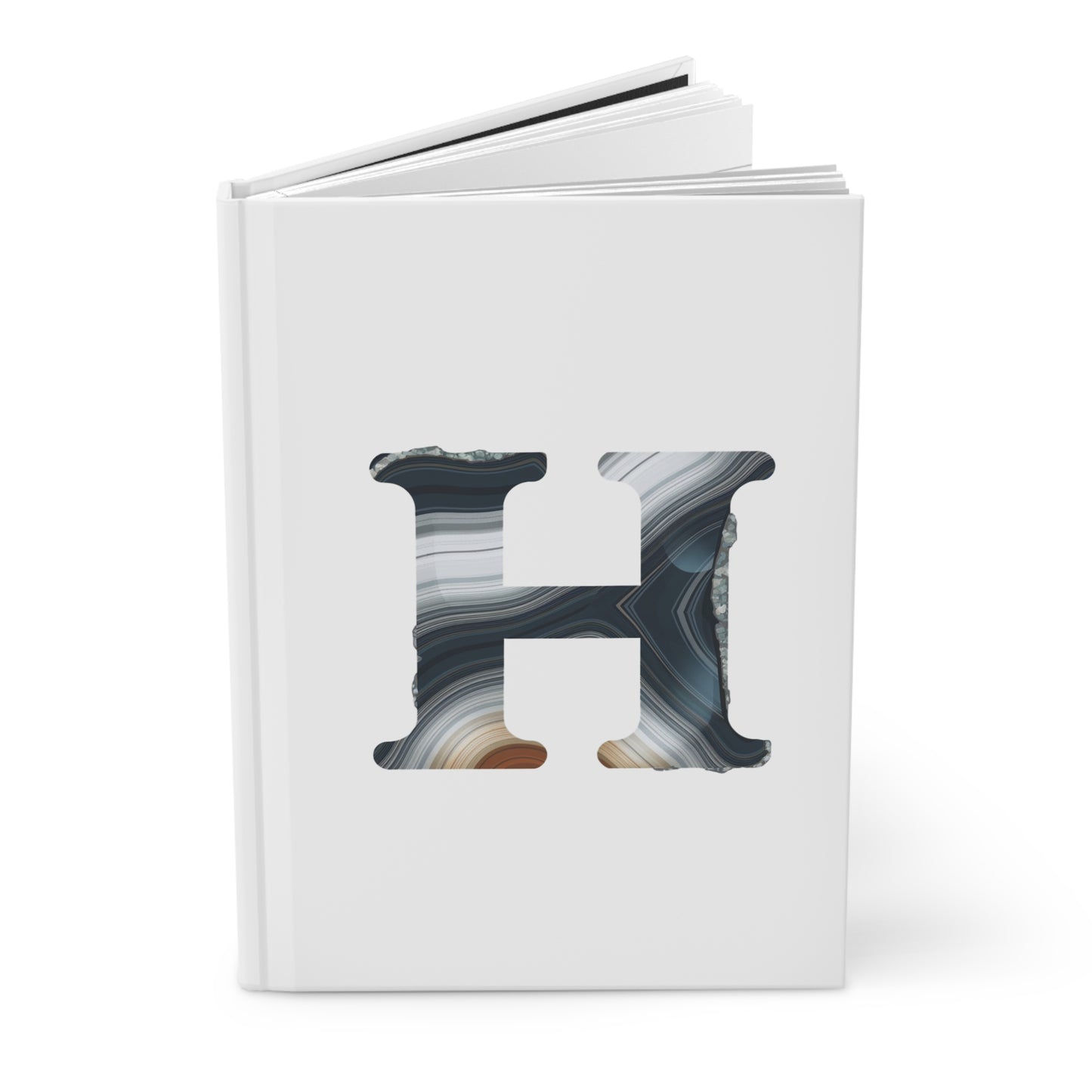 Banded Agate Inspired Initial 'H' Hardcover Notebook