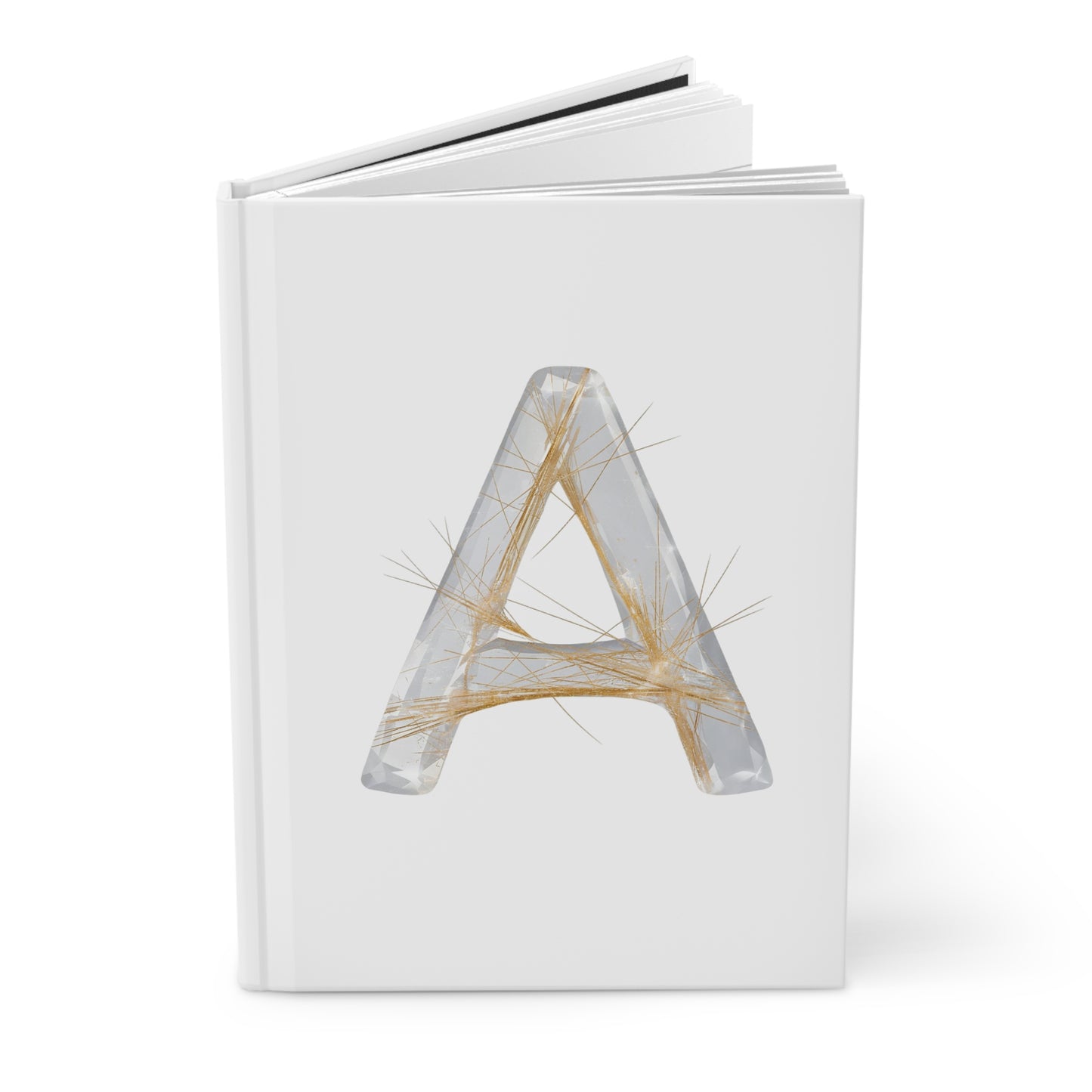 Golden Rutile Inspired Letter "A" Initial Hardcover Notebook
