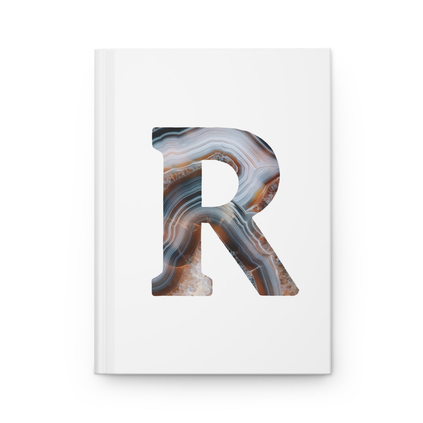 Banded Agate Inspired Initial 'R' Hardcover Notebook