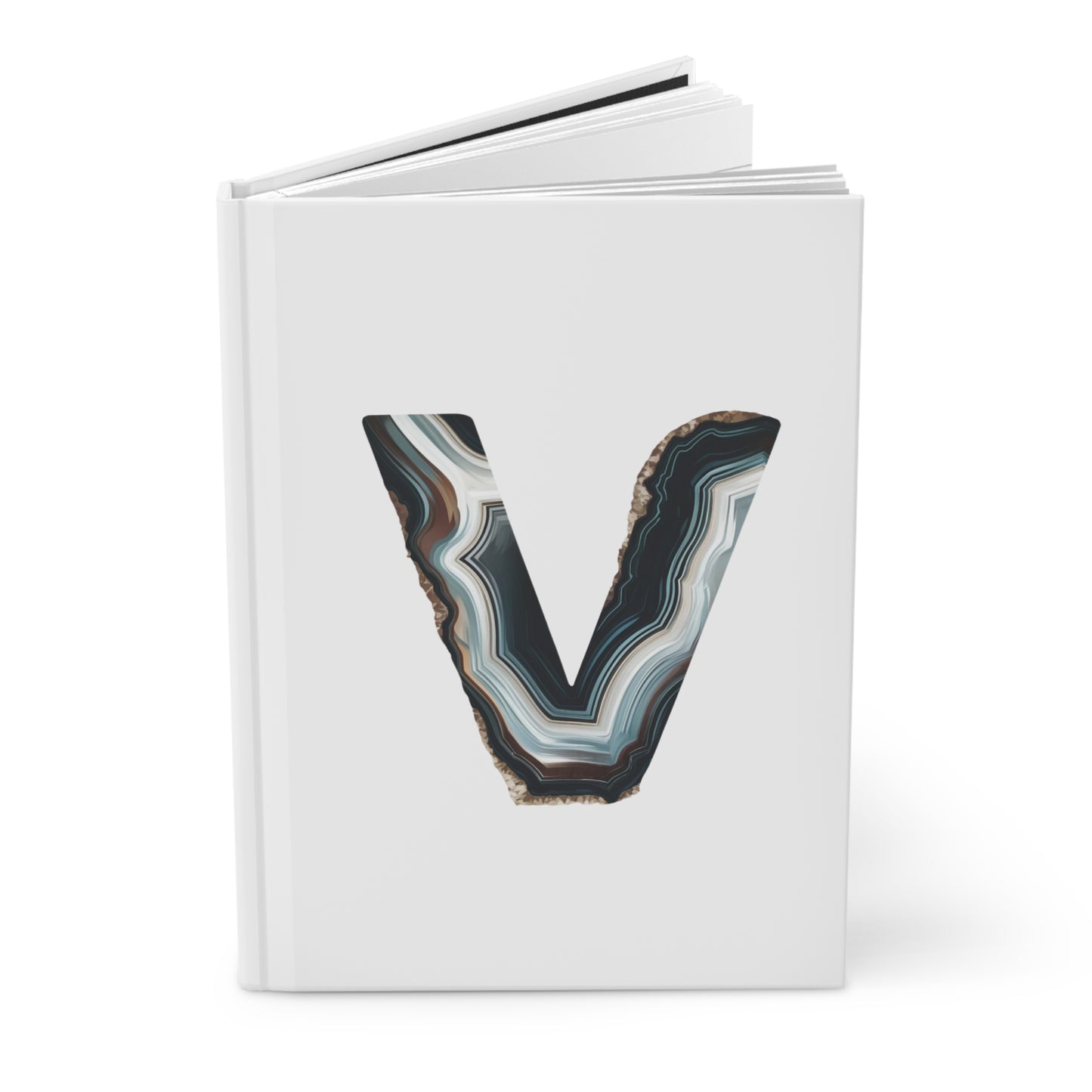Banded Agate Inspired Initial 'V'Hardcover Notebook
