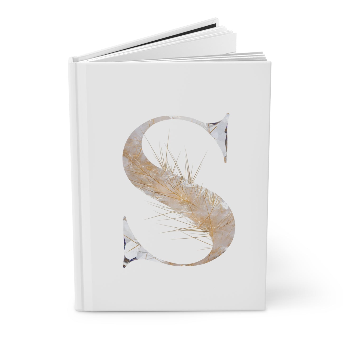 Golden Rutile Inspired Letter "S" Initial Hardcover Notebook