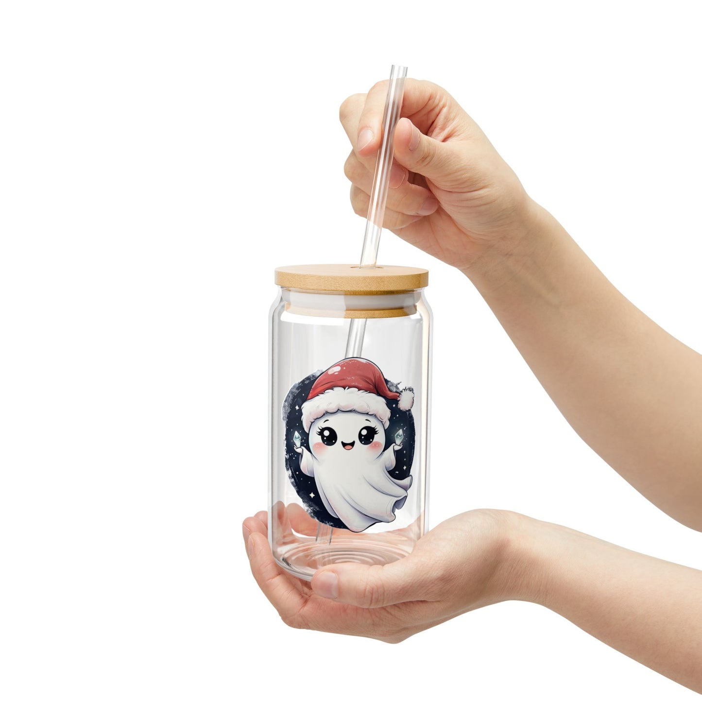 Christmas Crystal Ghost Glass 16oz Tumbler