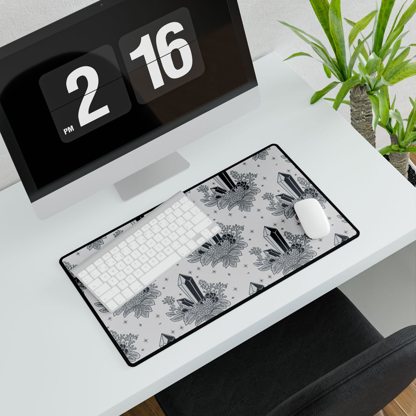 Black and White Crystal Toile Desk Mat