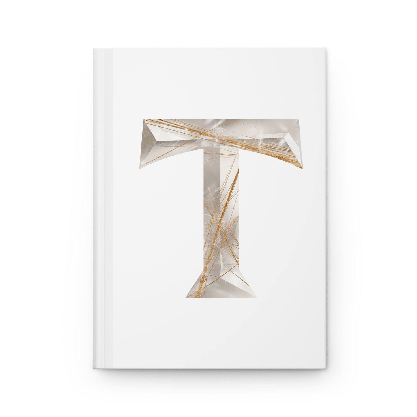 Golden Rutile Inspired Letter "T" Initial Hardcover Notebook