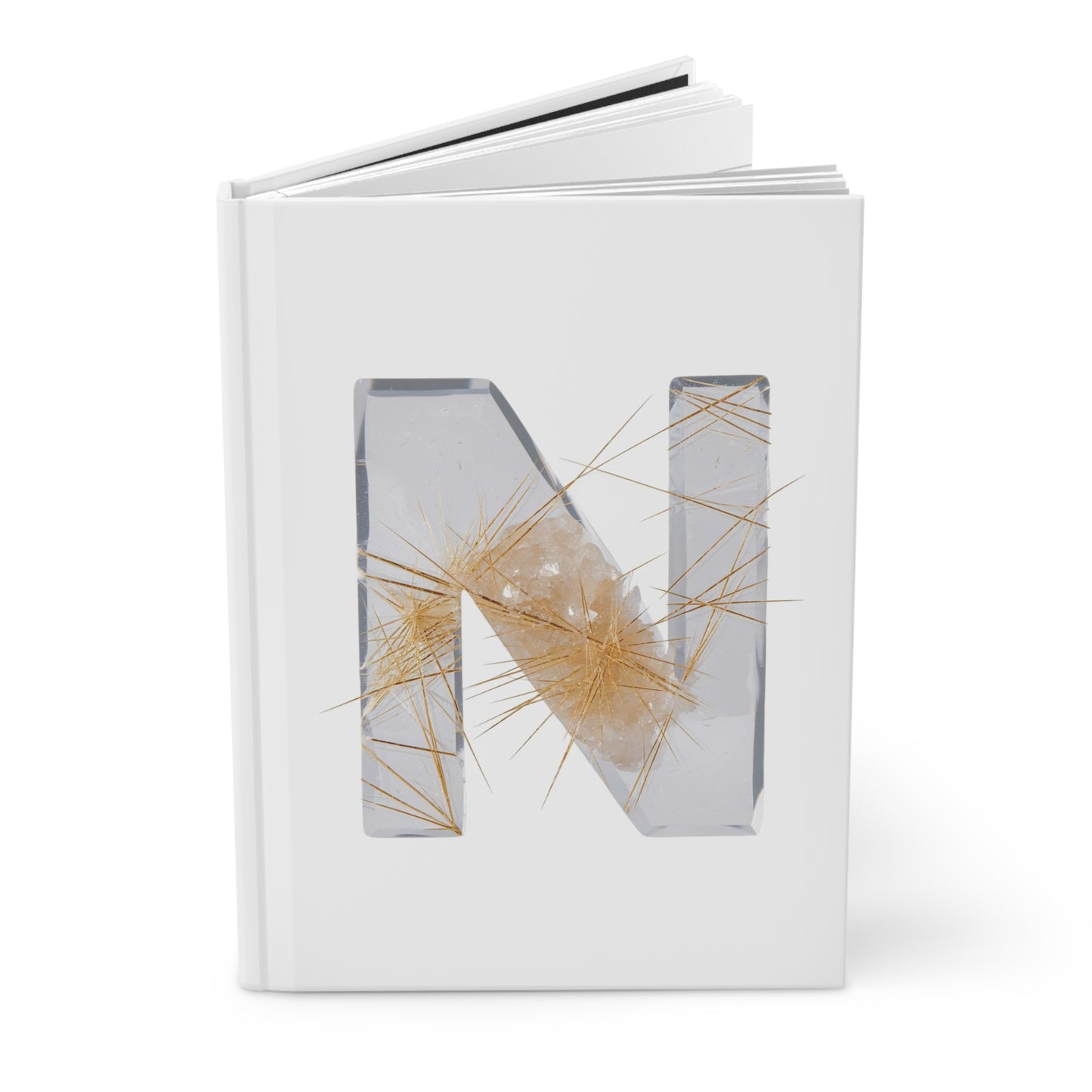Golden Rutile Inspired Letter "N" Initial Hardcover Notebook