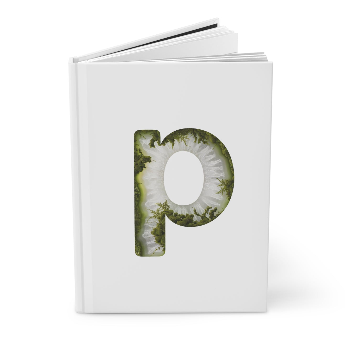 Moss Agate Inspired Initial 'p' Hardcover Notebook