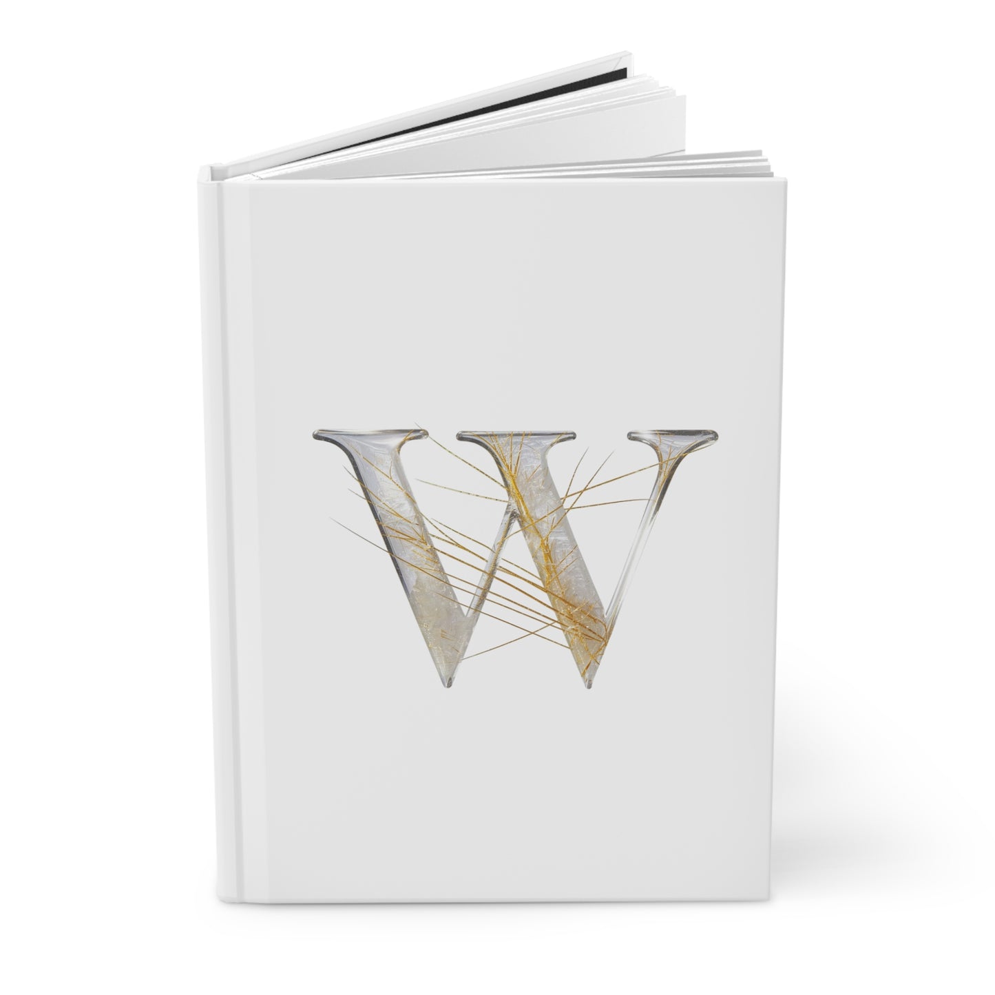 Golden Rutile Inspired Letter "W" Initial Hardcover Notebook