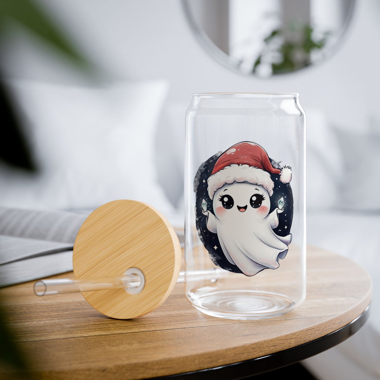 Christmas Crystal Ghost Glass 16oz Tumbler
