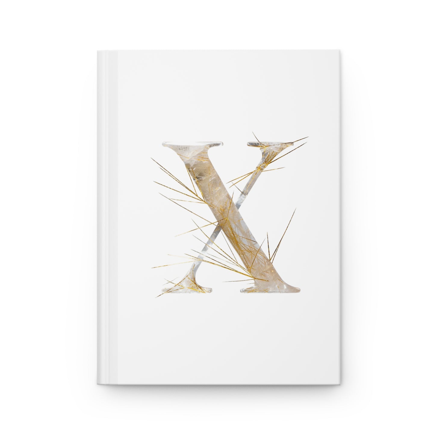 Golden Rutile Inspired Letter "X" Initial Hardcover Notebook