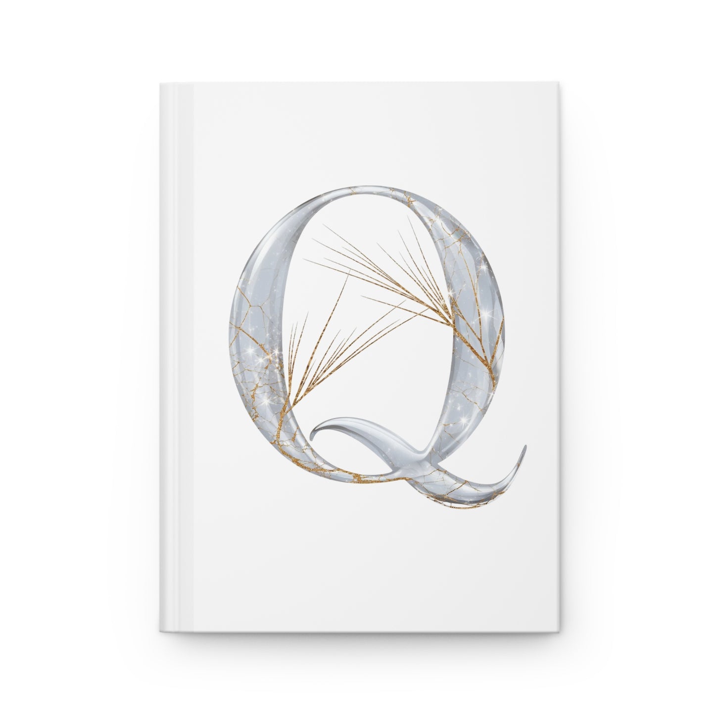 Golden Rutile Inspired Letter "Q" Initial Hardcover Notebook