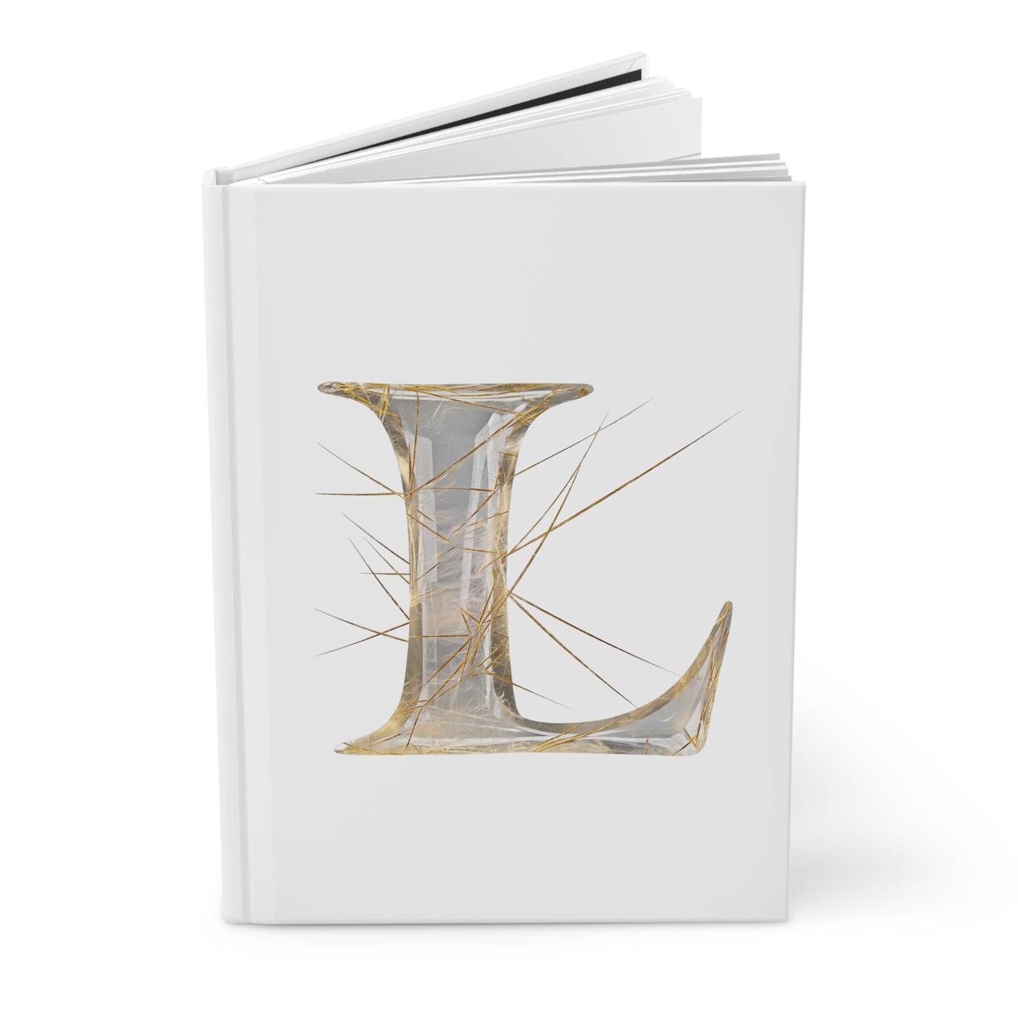 Golden Rutile Inspired Letter "L" Initial Hardcover Notebook