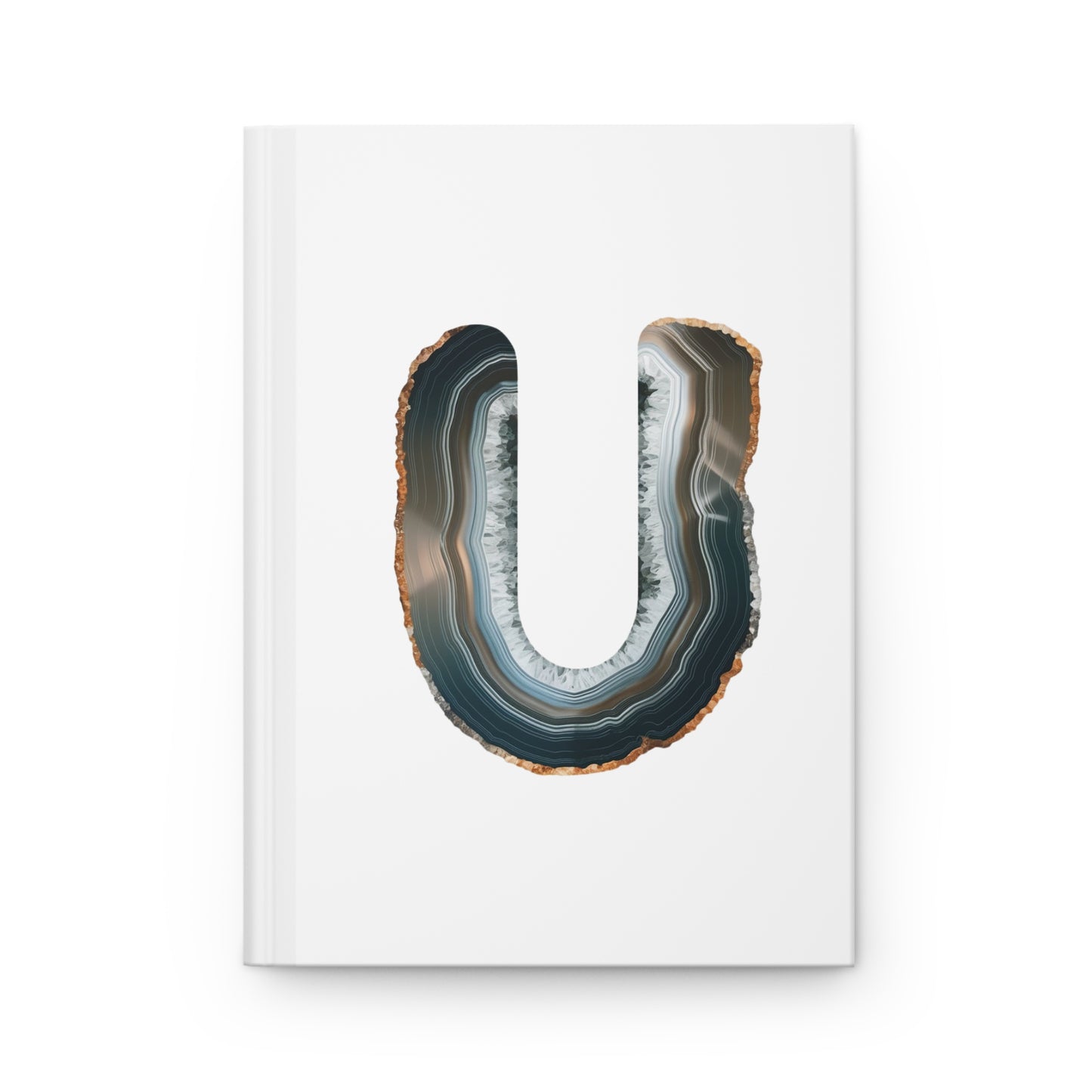 Banded Agate Inspired Initial 'U' Hardcover Notebook