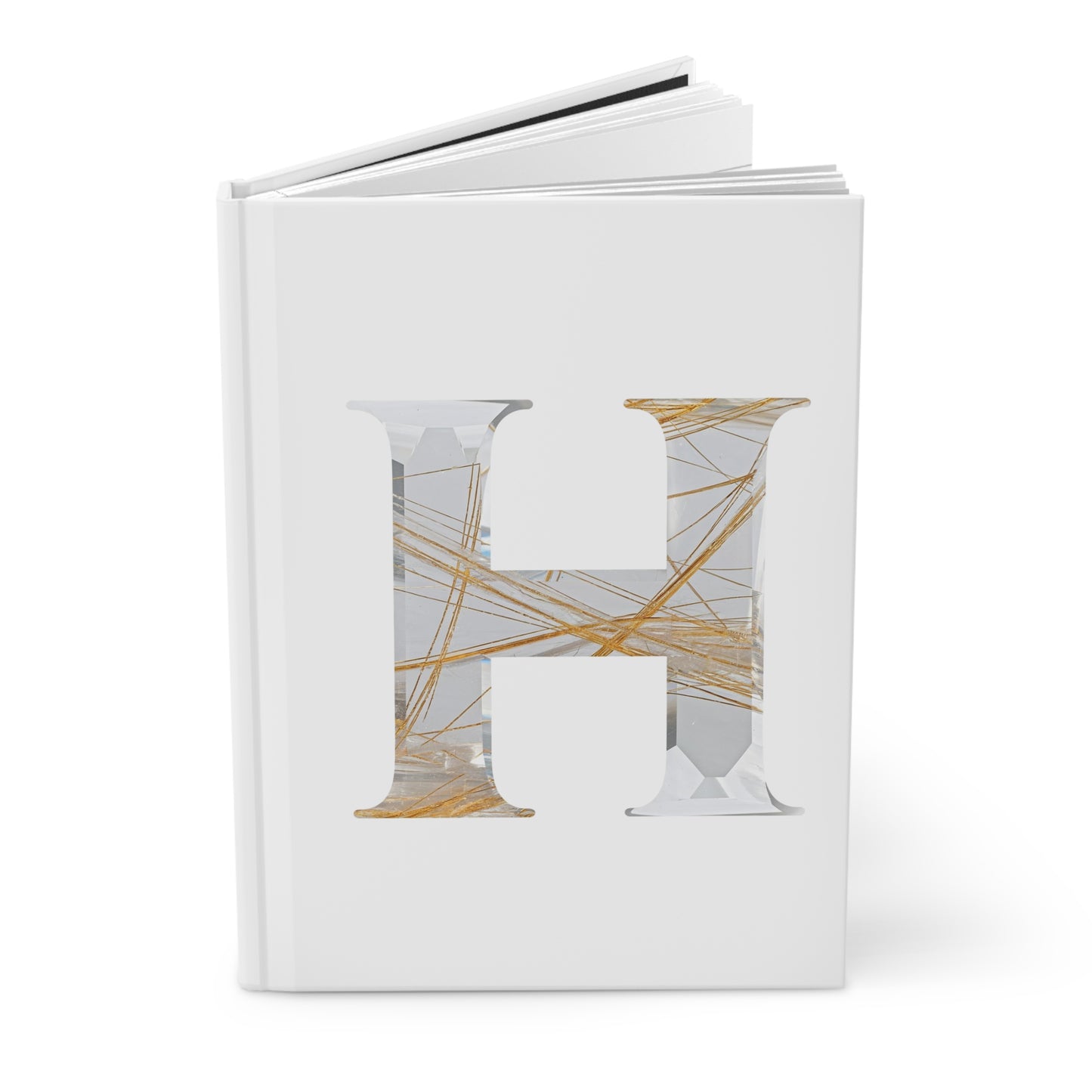 Golden Rutile Inspired Letter "H" Initial Hardcover Notebook