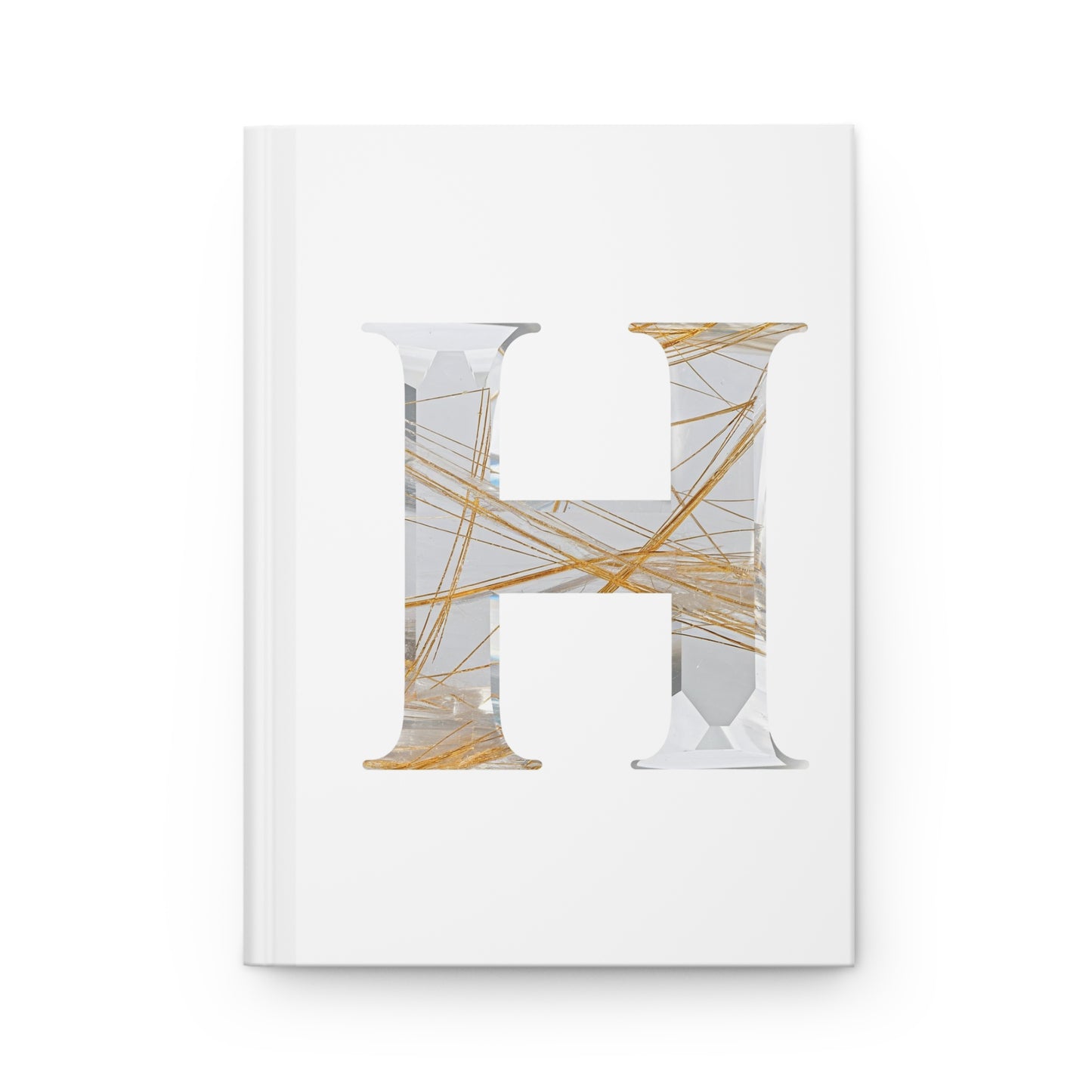 Golden Rutile Inspired Letter "H" Initial Hardcover Notebook