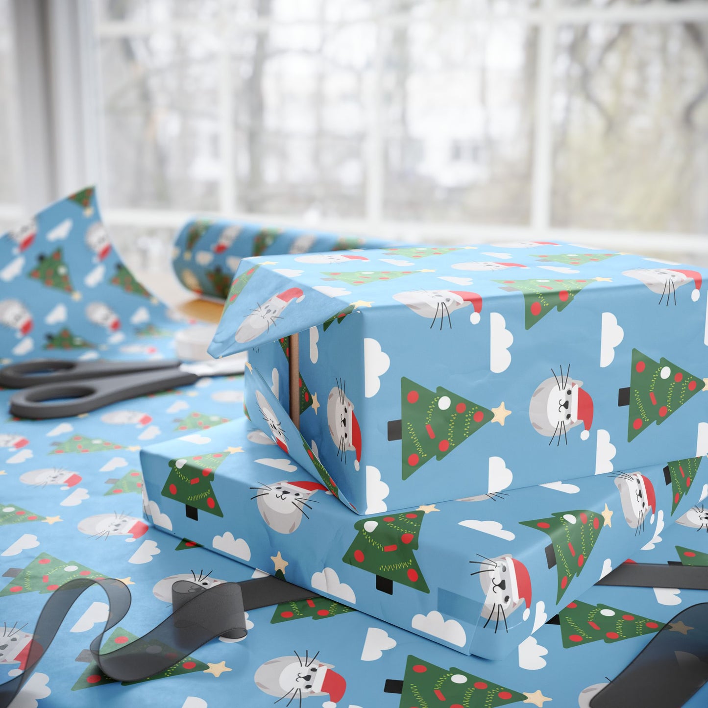 Purrfectly Festive Christmas Cat Wrapping Paper