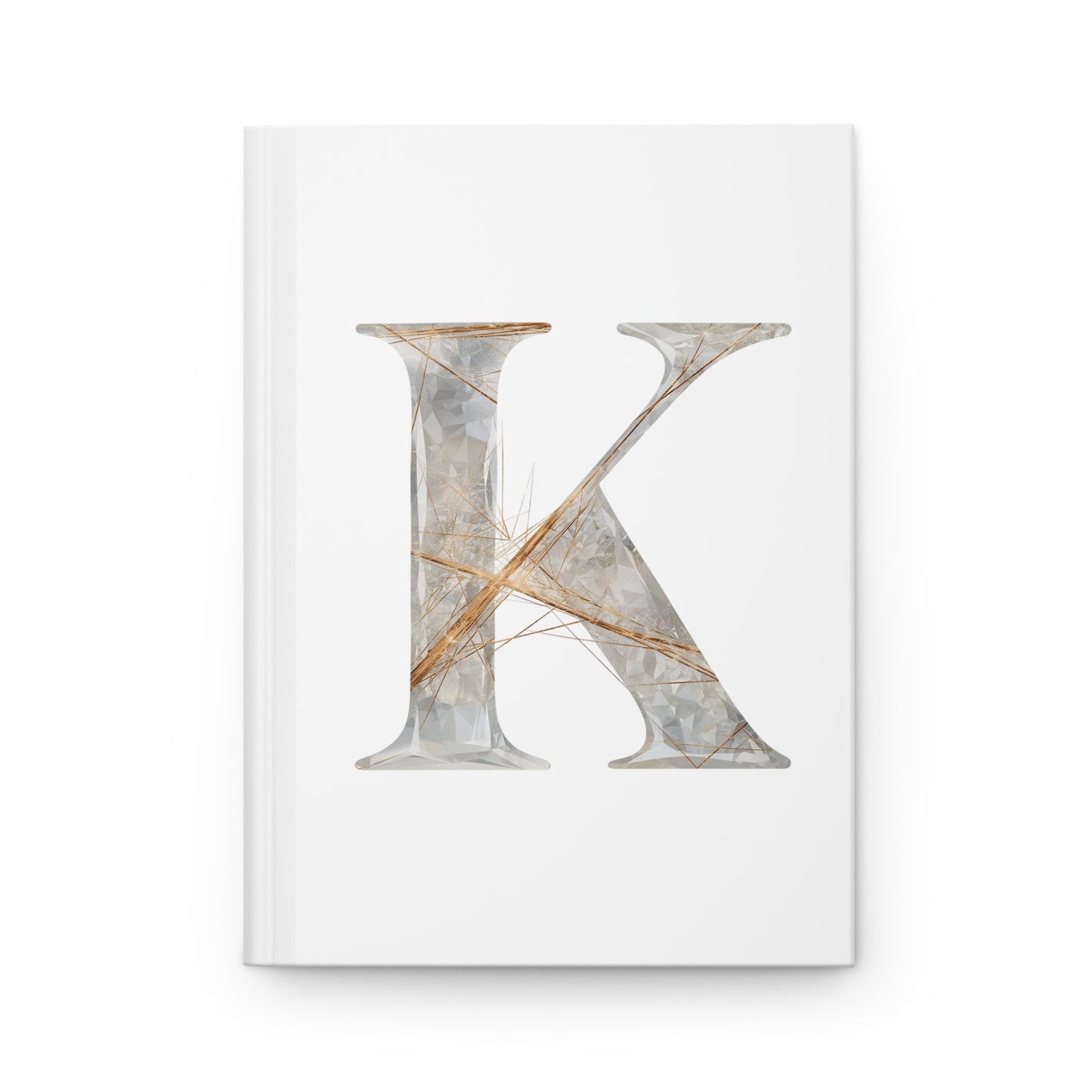 Golden Rutile Inspired Letter "K" Initial Hardcover Notebook