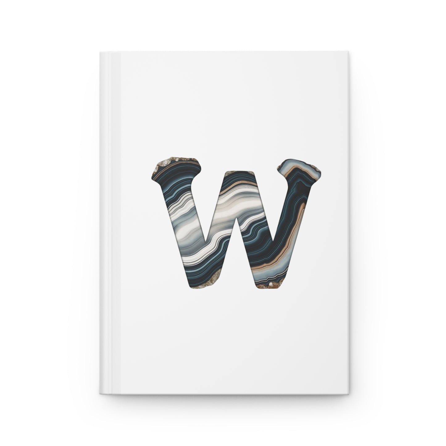 Banded Agate Inspired Initial 'W' Hardcover Notebook