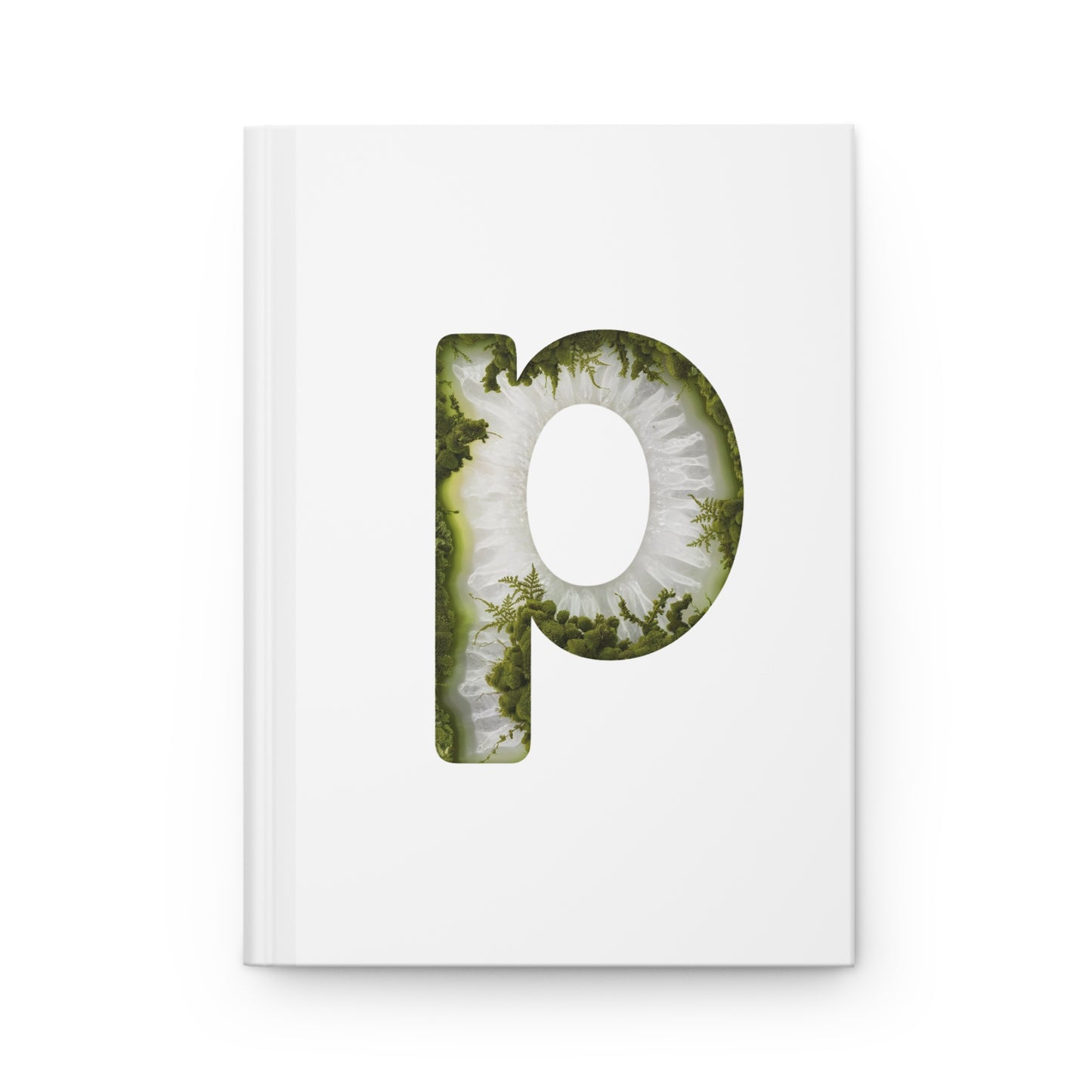 Moss Agate Inspired Initial 'p' Hardcover Notebook