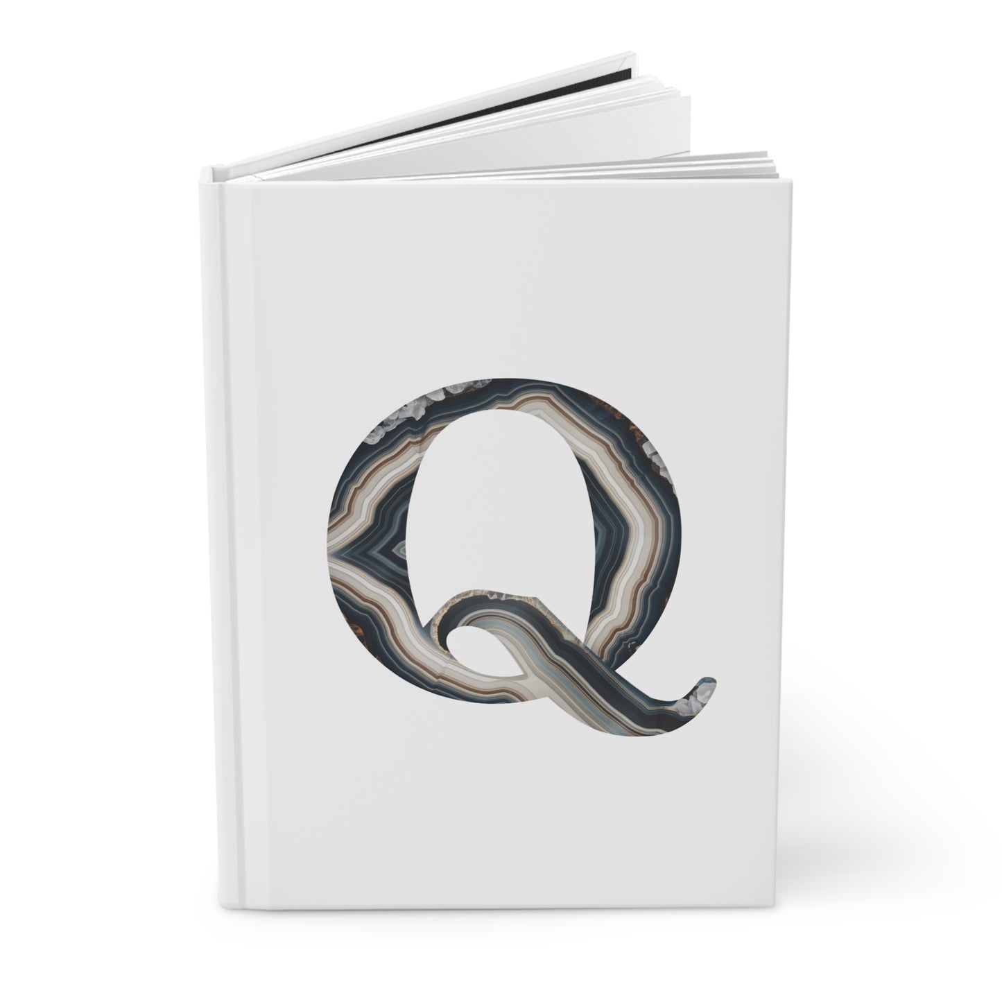 Banded Agate Inspired Initial 'Q' Hardcover Notebook