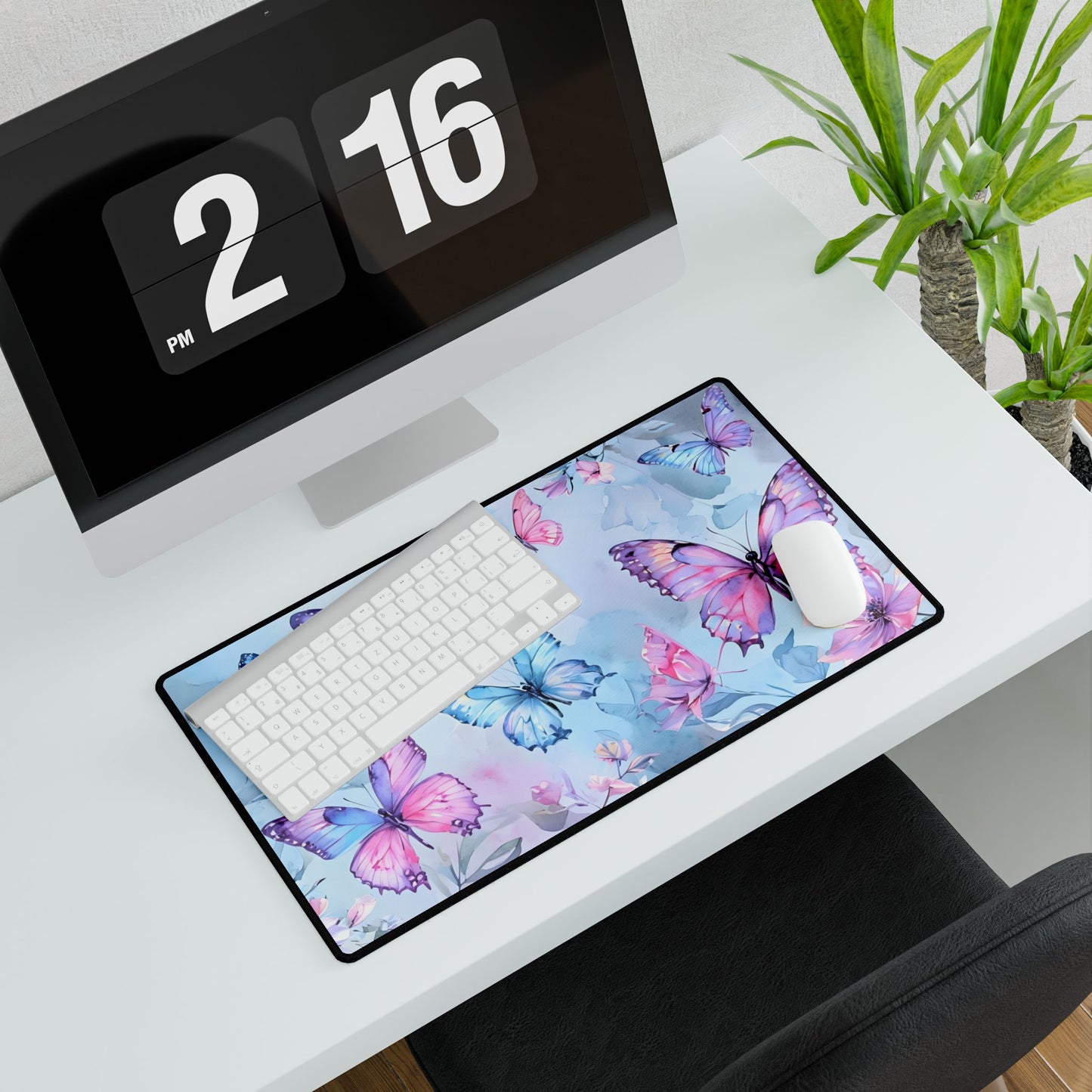 Pastel Water Color Butterflies Desk Pad