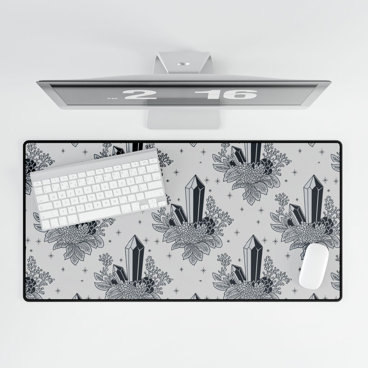 Black and White Crystal Toile Desk Mat