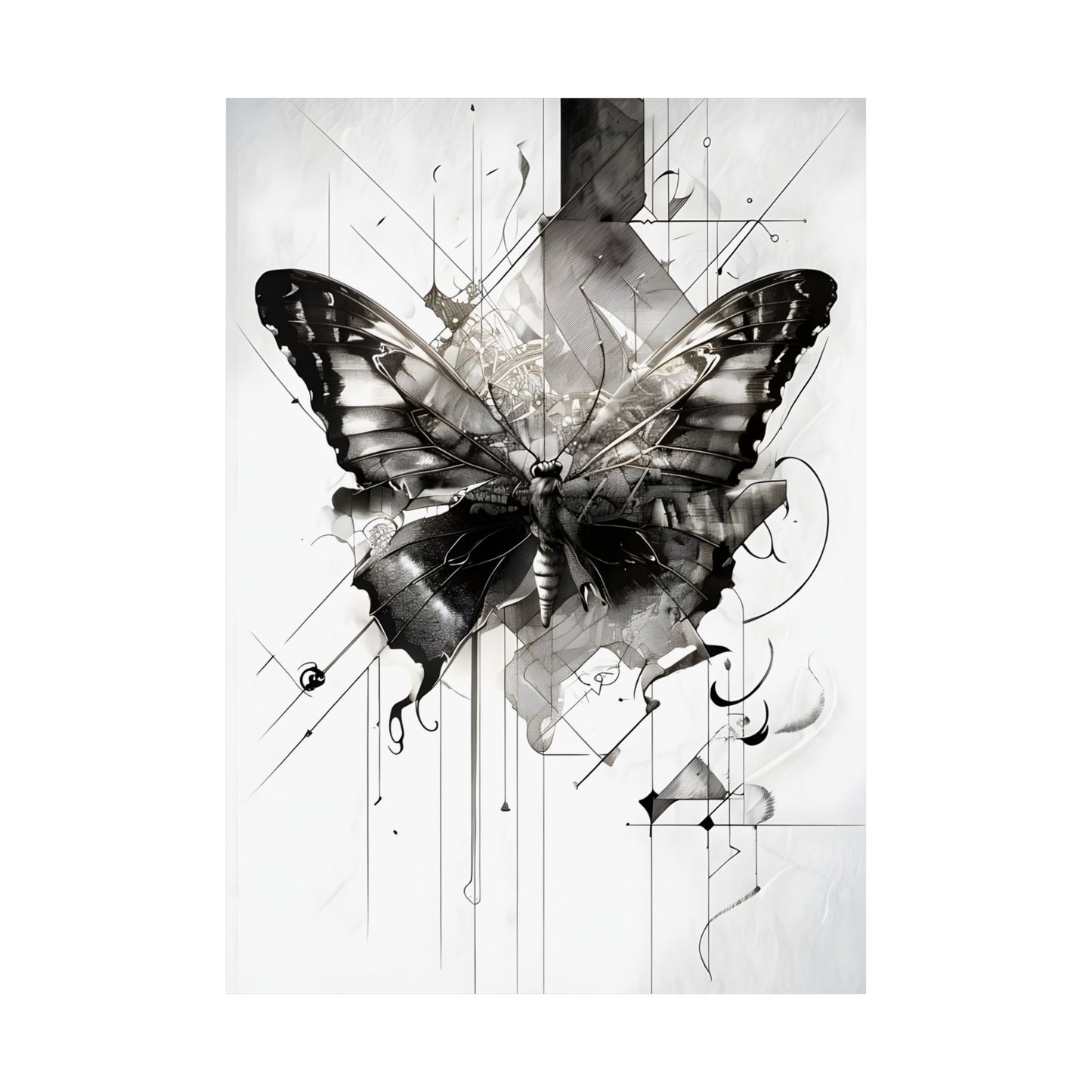 Monochromatic Butterfly Wall Art Poster