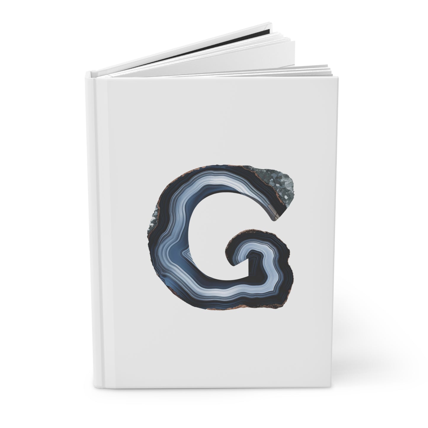 Banded Agate Inspired Initial 'G' Hardcover Notebook