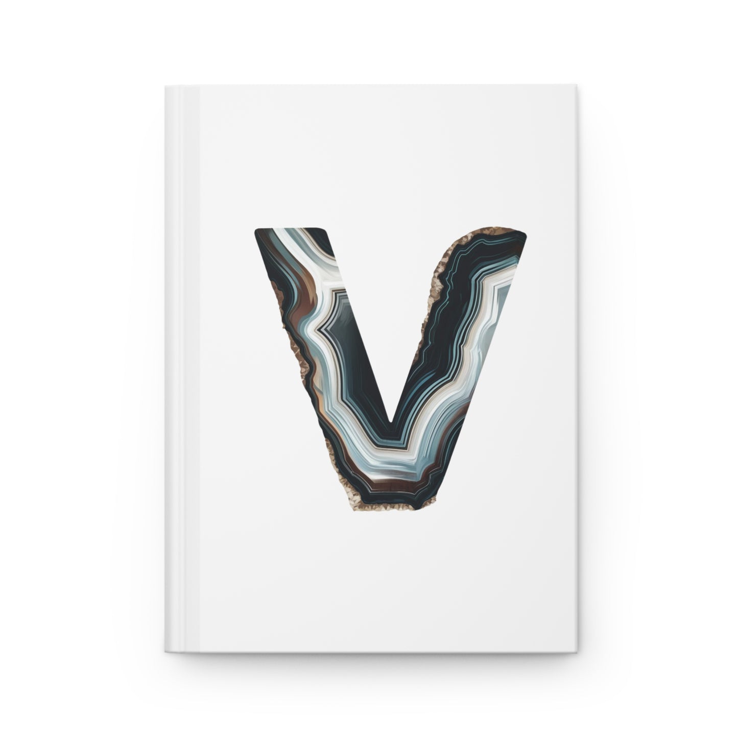 Banded Agate Inspired Initial 'V'Hardcover Notebook