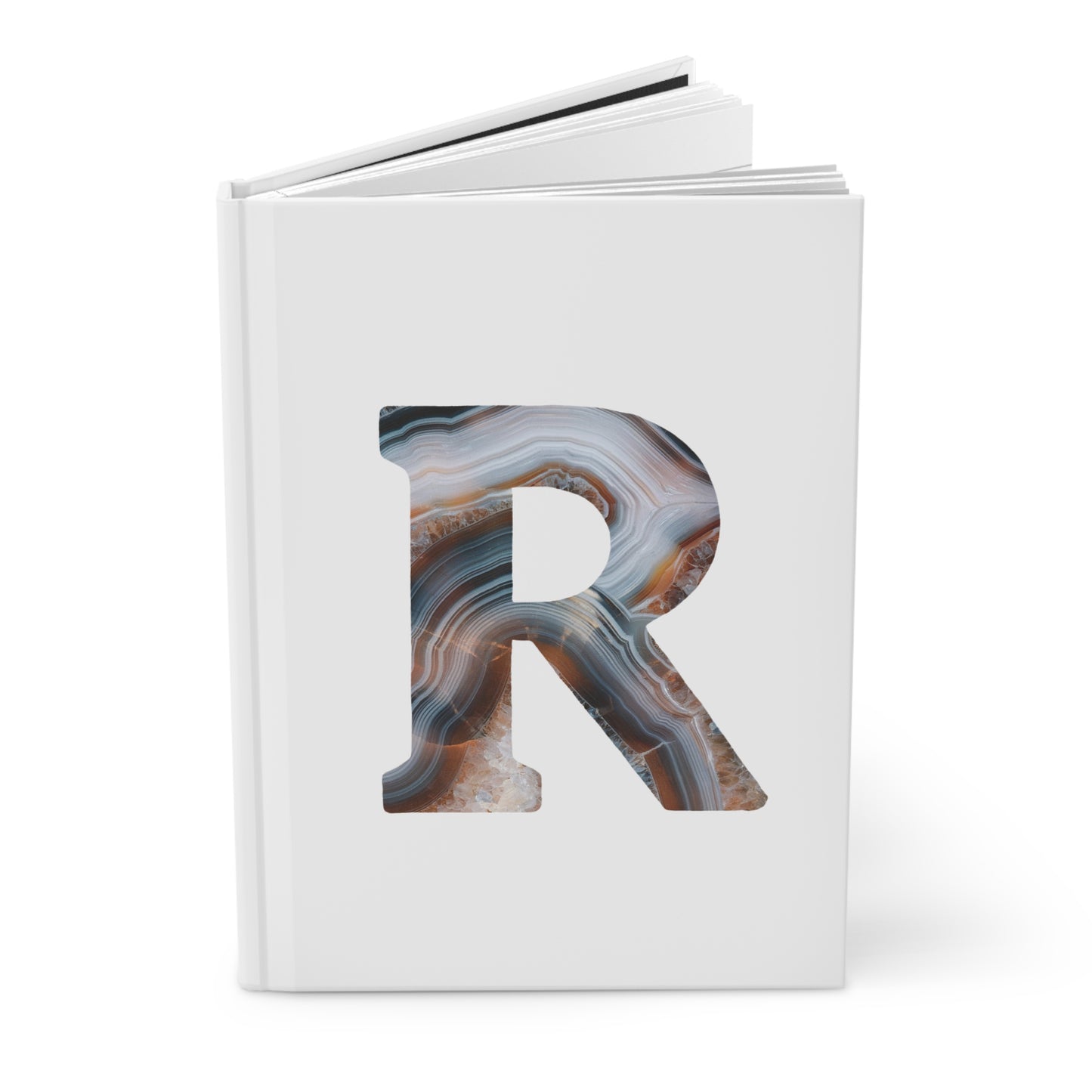 Banded Agate Inspired Initial 'R' Hardcover Notebook