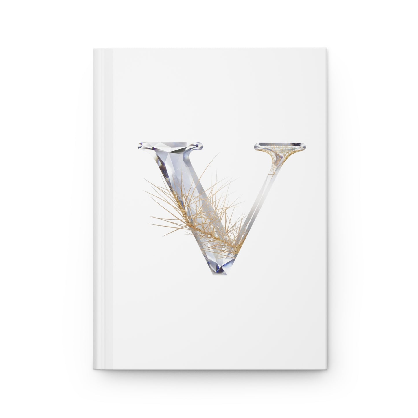 Golden Rutile Inspired Letter "V" Initial Hardcover Notebook