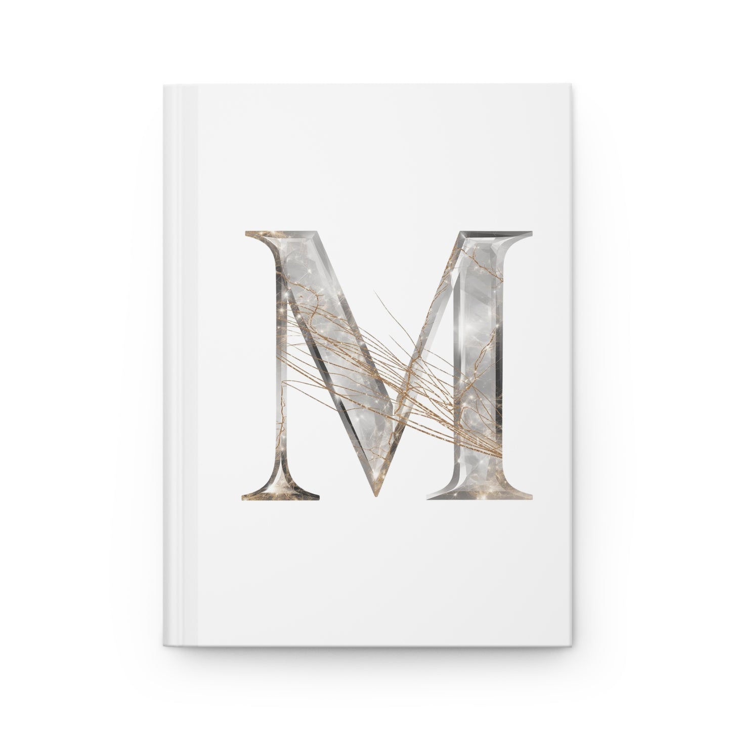 Golden Rutile Inspired Letter "M" Initial Hardcover Notebook