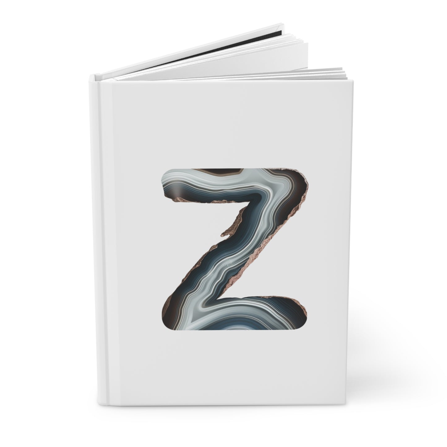 Banded Agate Inspired Initial 'Z' Hardcover Notebook