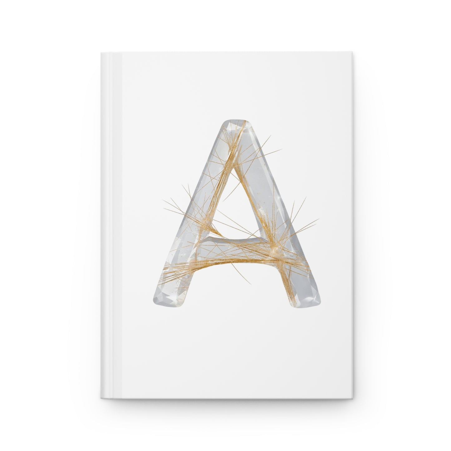 Golden Rutile Inspired Letter "A" Initial Hardcover Notebook