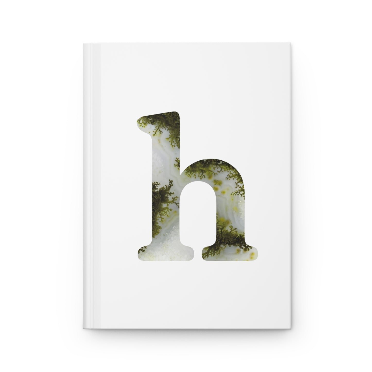 Moss Agate Inspired Initial 'h' Hardcover Notebook