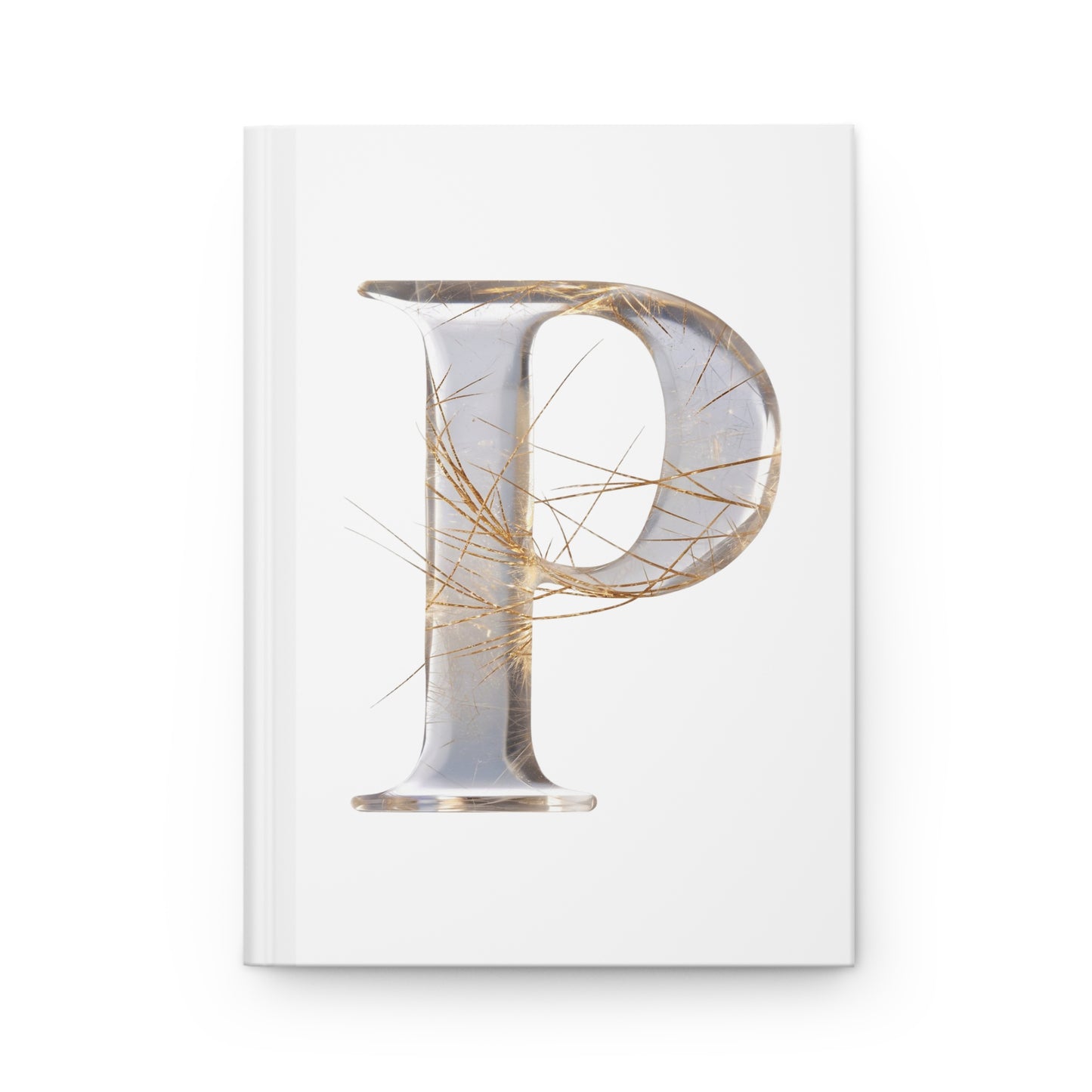 Golden Rutile Inspired Letter "P" Initial Hardcover Notebook