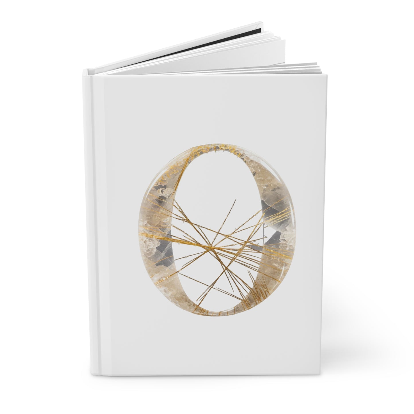 Golden Rutile Inspired Letter "O" Initial Hardcover Notebook