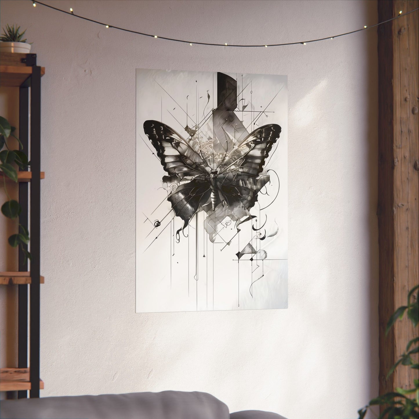 Monochromatic Butterfly Wall Art Poster