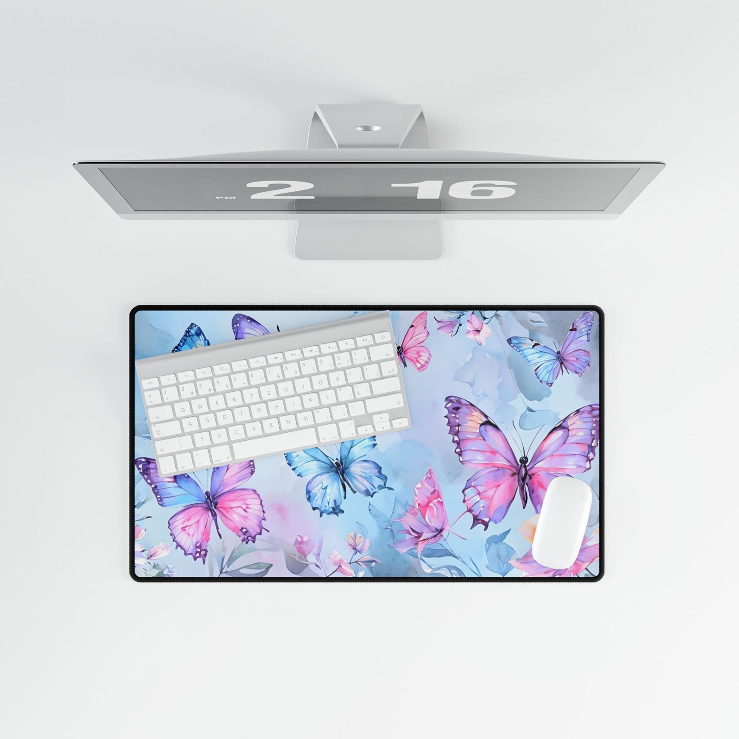 Pastel Water Color Butterflies Desk Pad