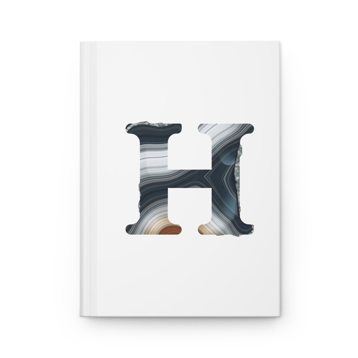Banded Agate Inspired Initial 'H' Hardcover Notebook