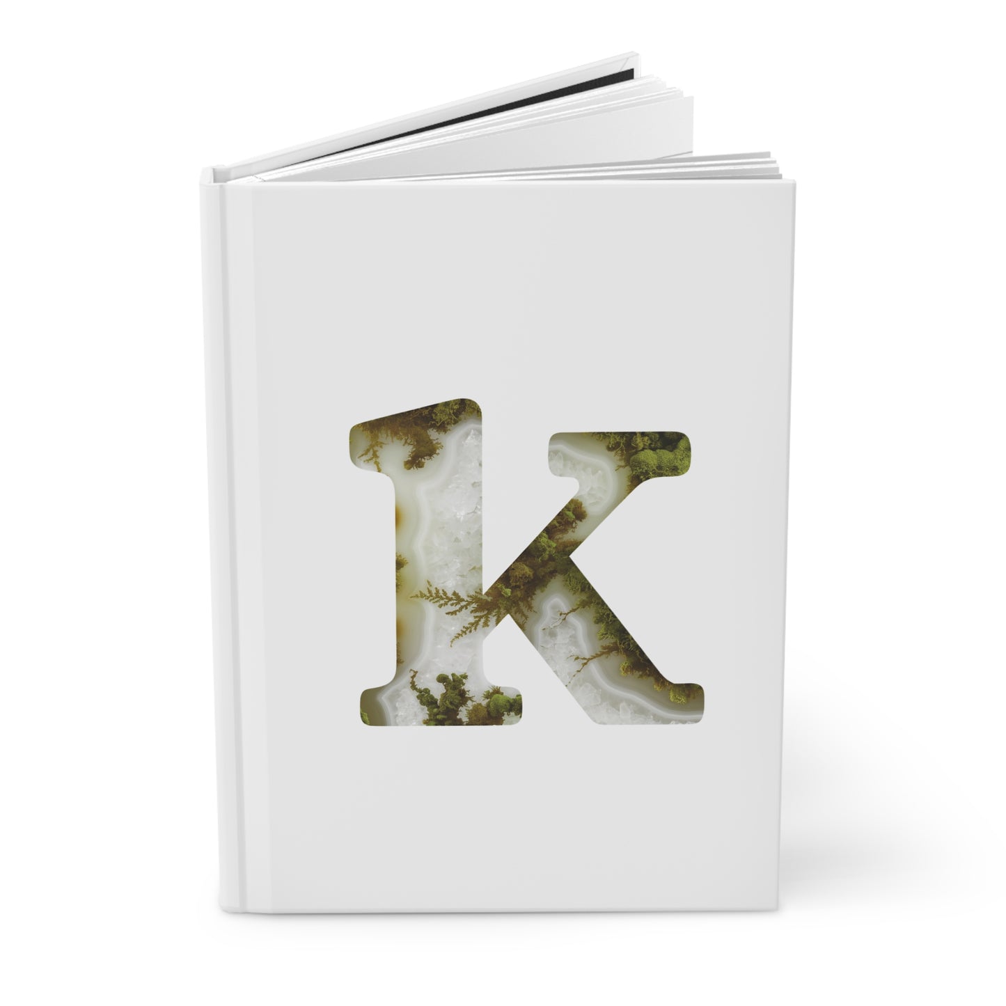 Moss Agate Inspired Initial 'k' Hardcover Notebook