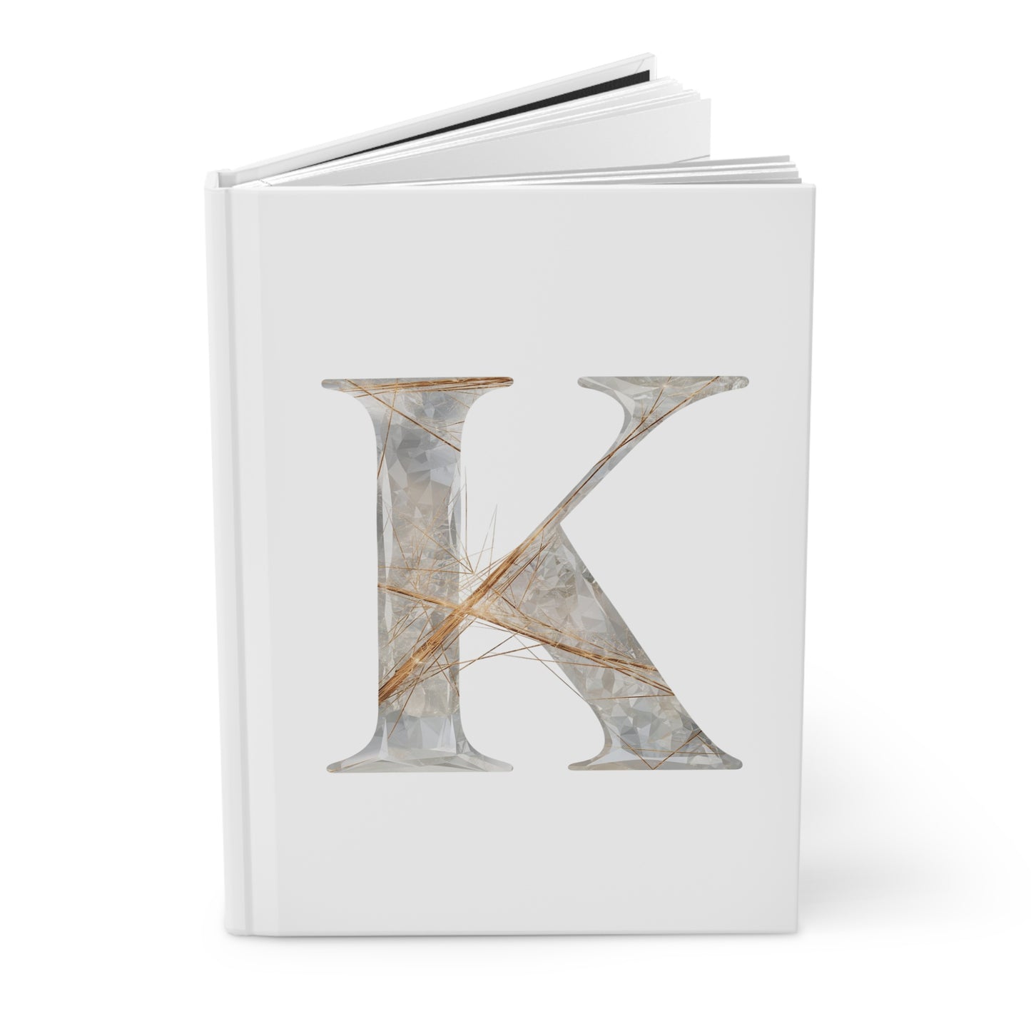 Golden Rutile Inspired Letter "K" Initial Hardcover Notebook