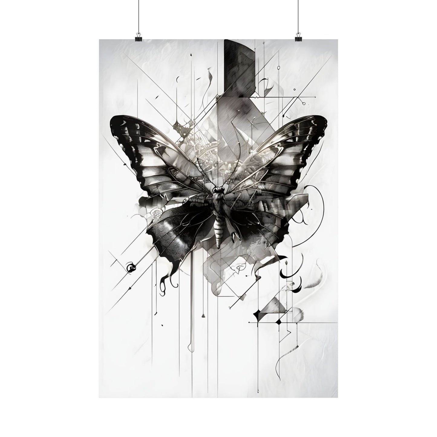 Monochromatic Butterfly Wall Art Poster