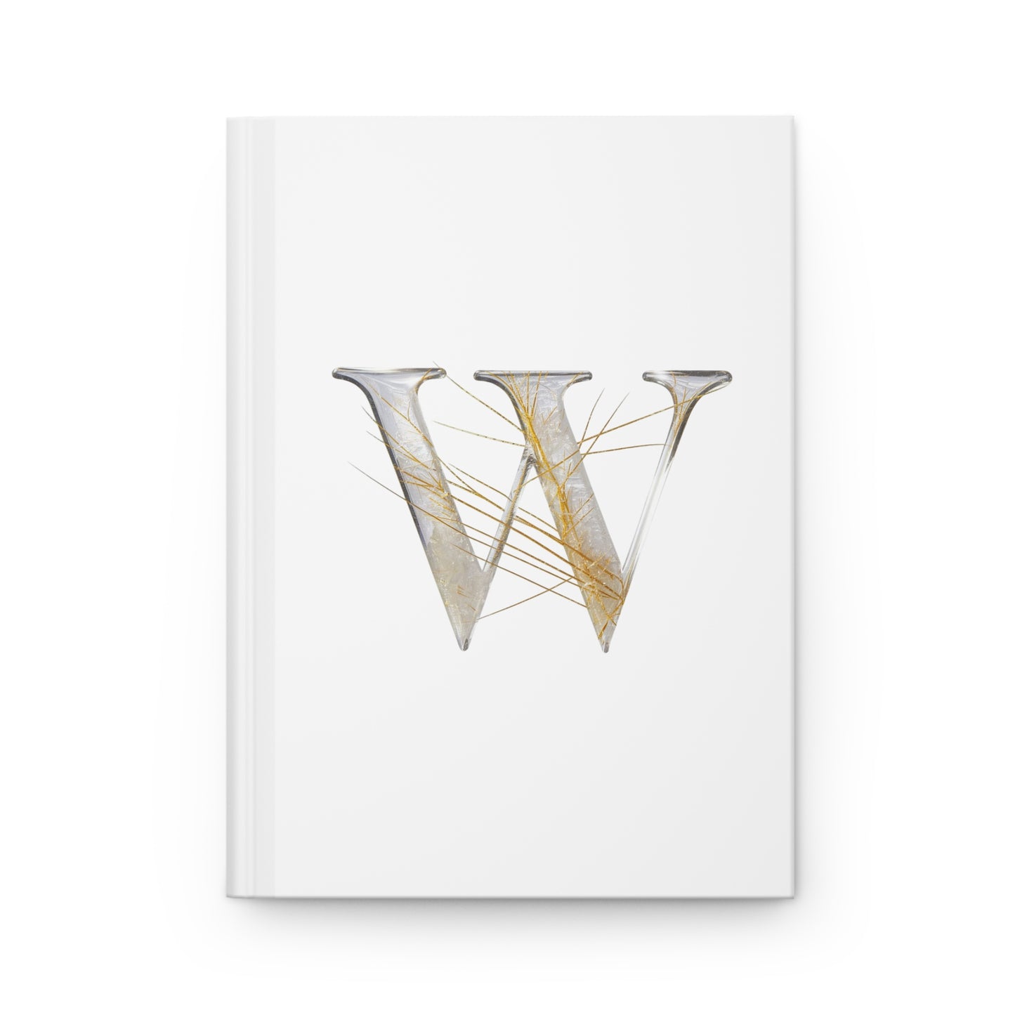 Golden Rutile Inspired Letter "W" Initial Hardcover Notebook